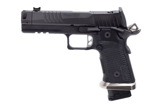 Match-ready 9mm pistol.